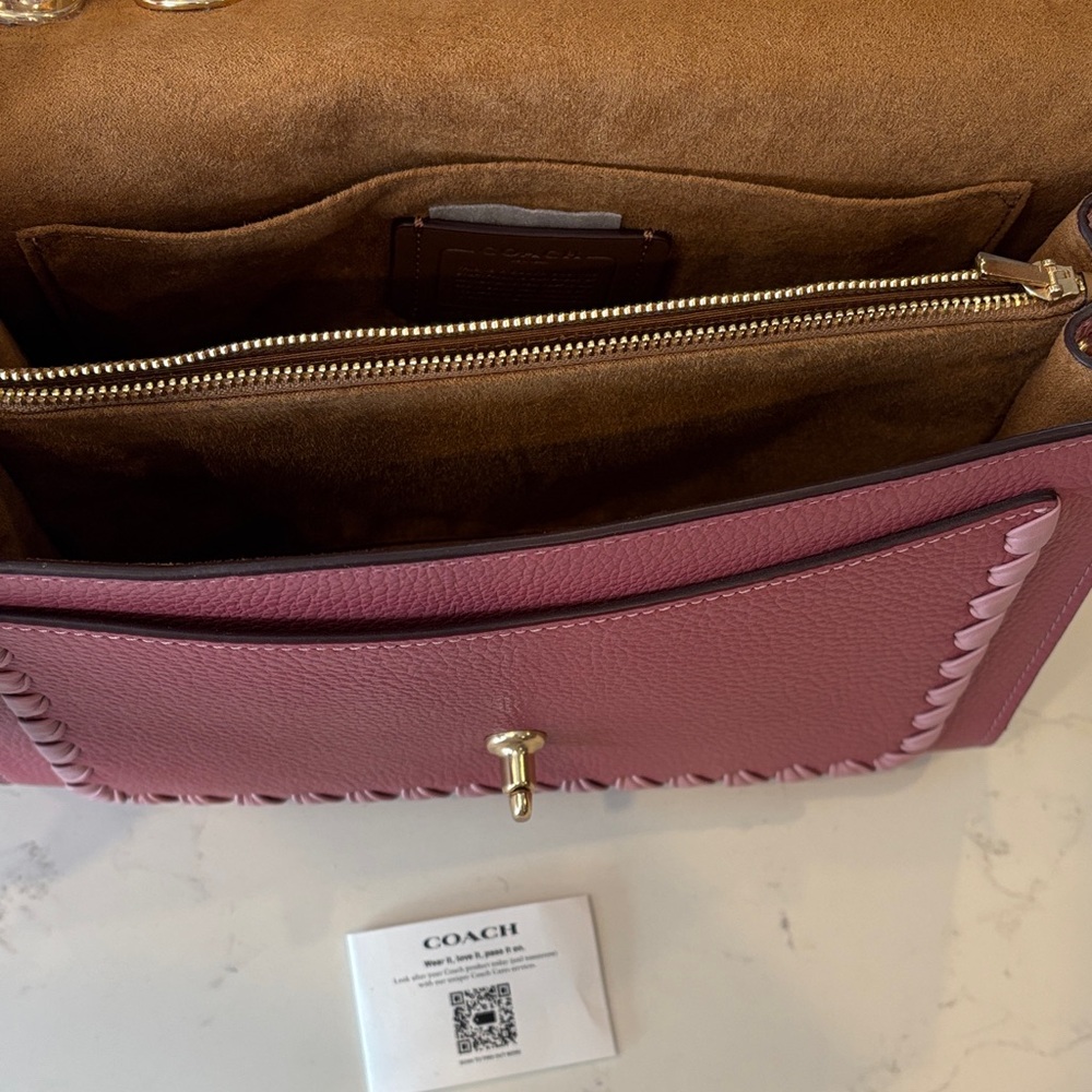 NWT Coach Lane shoulder bag in gold shell pink pebble leather purse - Picture 5 of 7